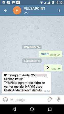 Transaksi Pulsa Murah PulsaPoint Lewat Telegram